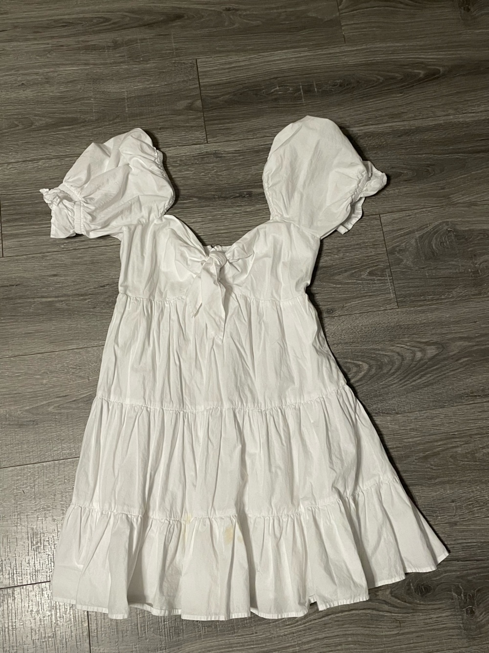 Express- short White Puff Sleeve Tiered Sundress -